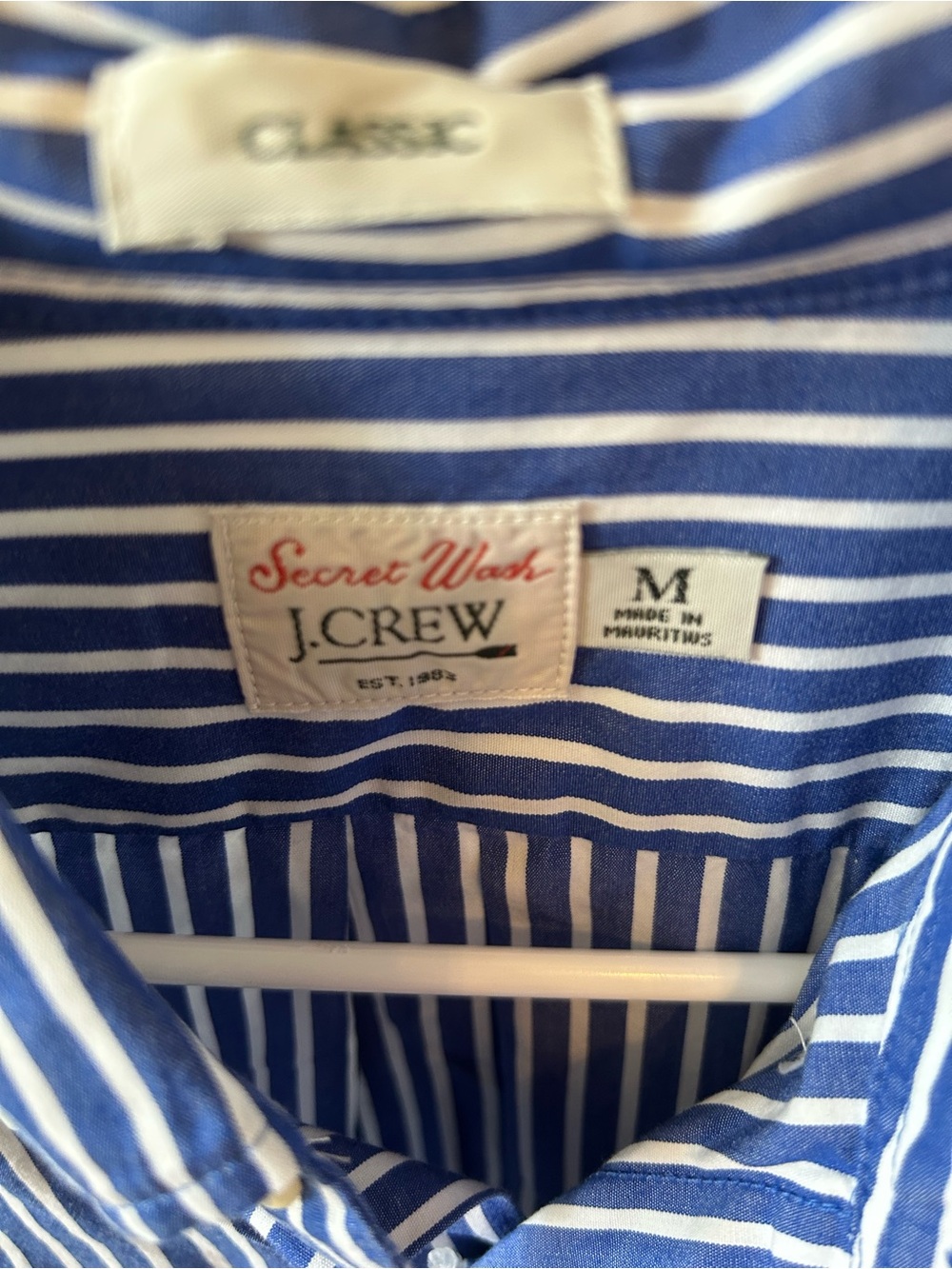 NWT J. Crew Men’s Blue and White Stripe Button-Down Shirt - Picture 3 of 4